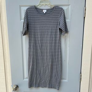 LuLaRoe Julia Monochrome Grey Stripe dress